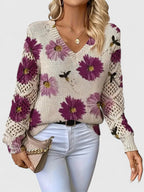 Abril™ Suéter Elegante con Estampado Floral y Mangas Aireadas