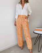 Puebla™ Conjunto Elegante de Pantalón con Blusa y Cinturón