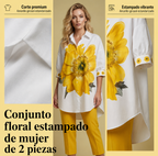 Hortencia™ Conjunto Floral de Dos Piezas para Mujer con Top Oversize y Pantalón Cropped