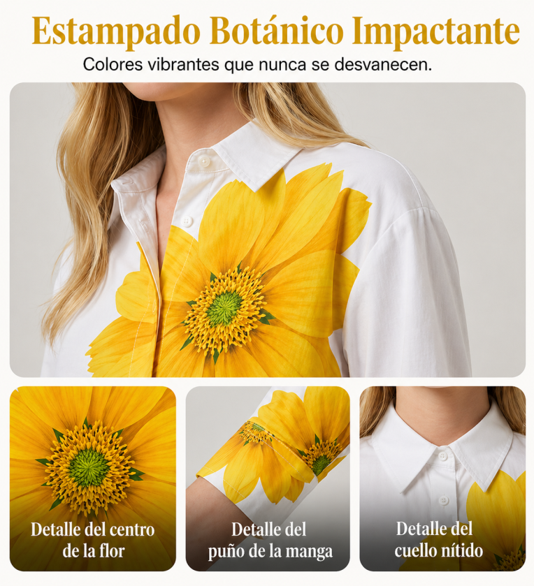 Hortencia™ Conjunto Floral de Dos Piezas para Mujer con Top Oversize y Pantalón Cropped