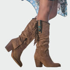 Marbella™ Botas Vaqueras Boho para Mujer con Flecos y Tacón Medio