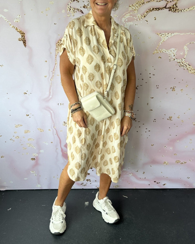 Fátima™ Vestido Midi Suelto de Primavera con Cuello Solapa