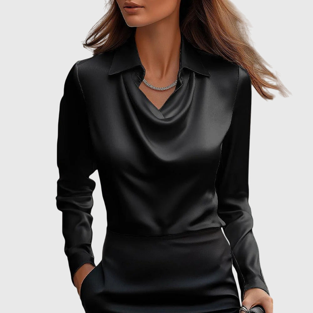 Vianey™ Blusa Satinada Elegante con Cuello Fruncido