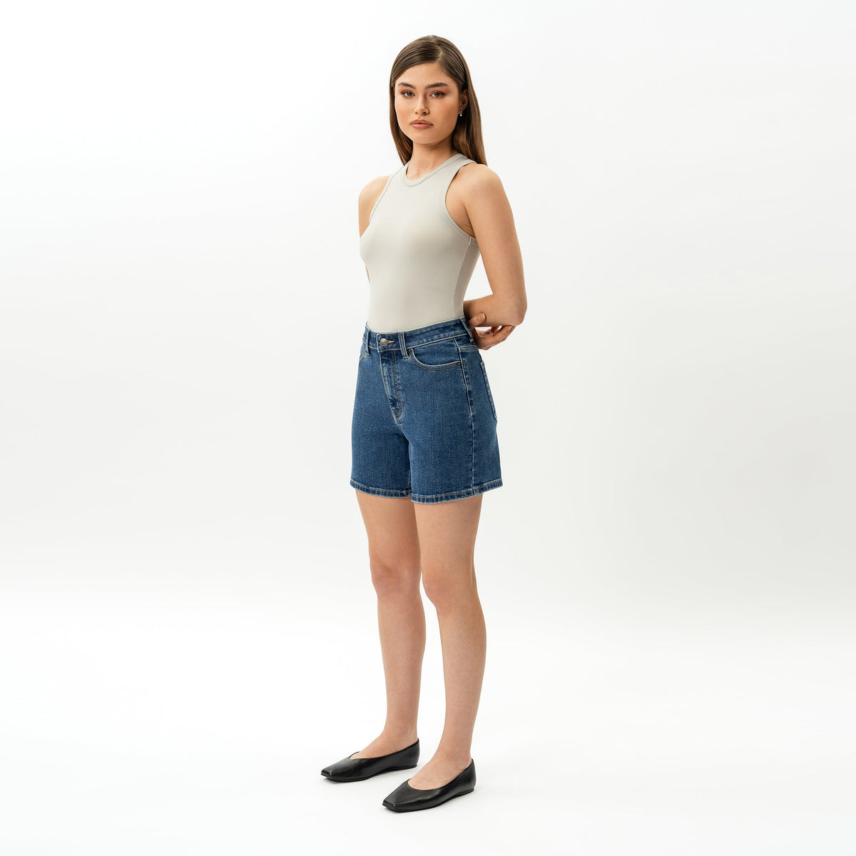 Graciela™ Shorts de Mezclilla con Talle Alto y Stretch para Mujer