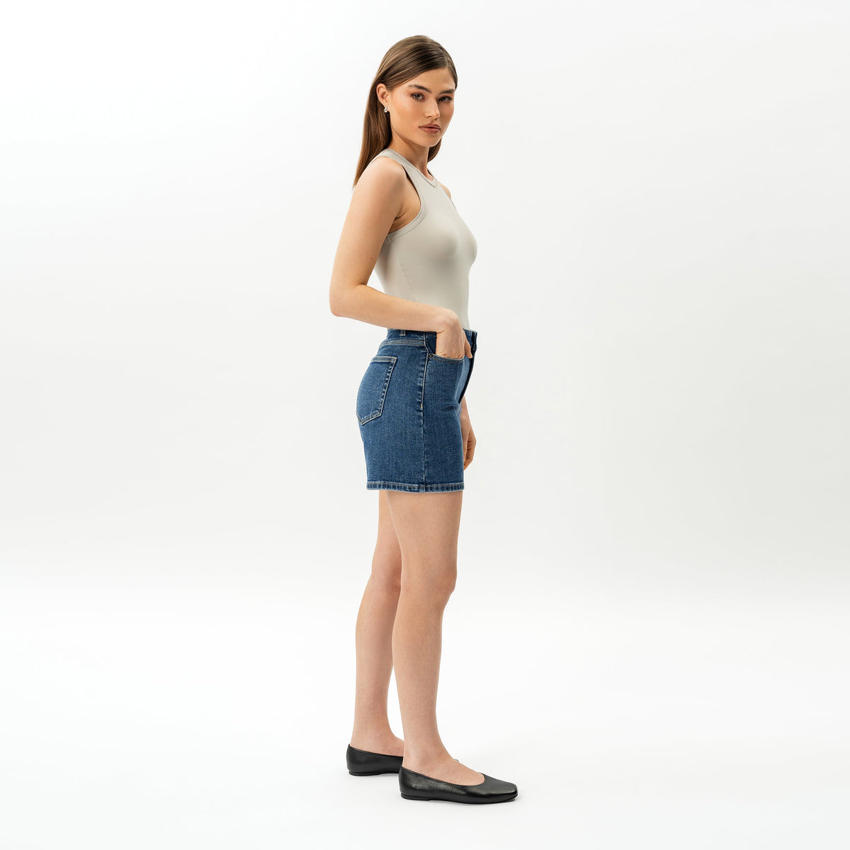 Graciela™ Shorts de Mezclilla con Talle Alto y Stretch para Mujer