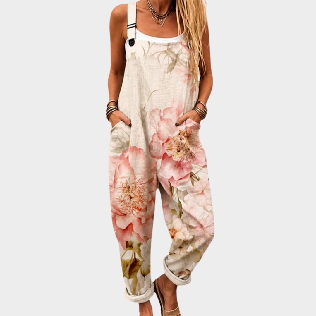 Aurelina | Mono de Tirantes Floral Beige Cálido