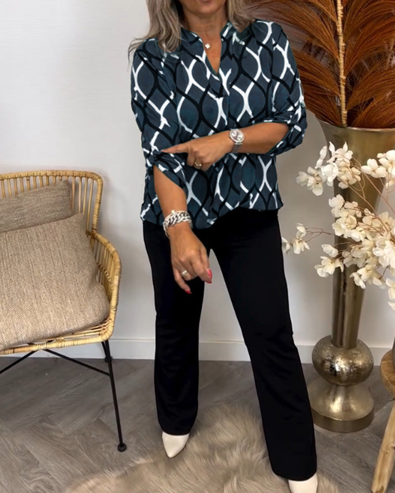Blusa para Mujer con Estampado Geométrico, Corte Suelto
