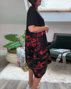 Blanca™ Vestido Patchwork con Flores y Cuello Redondo