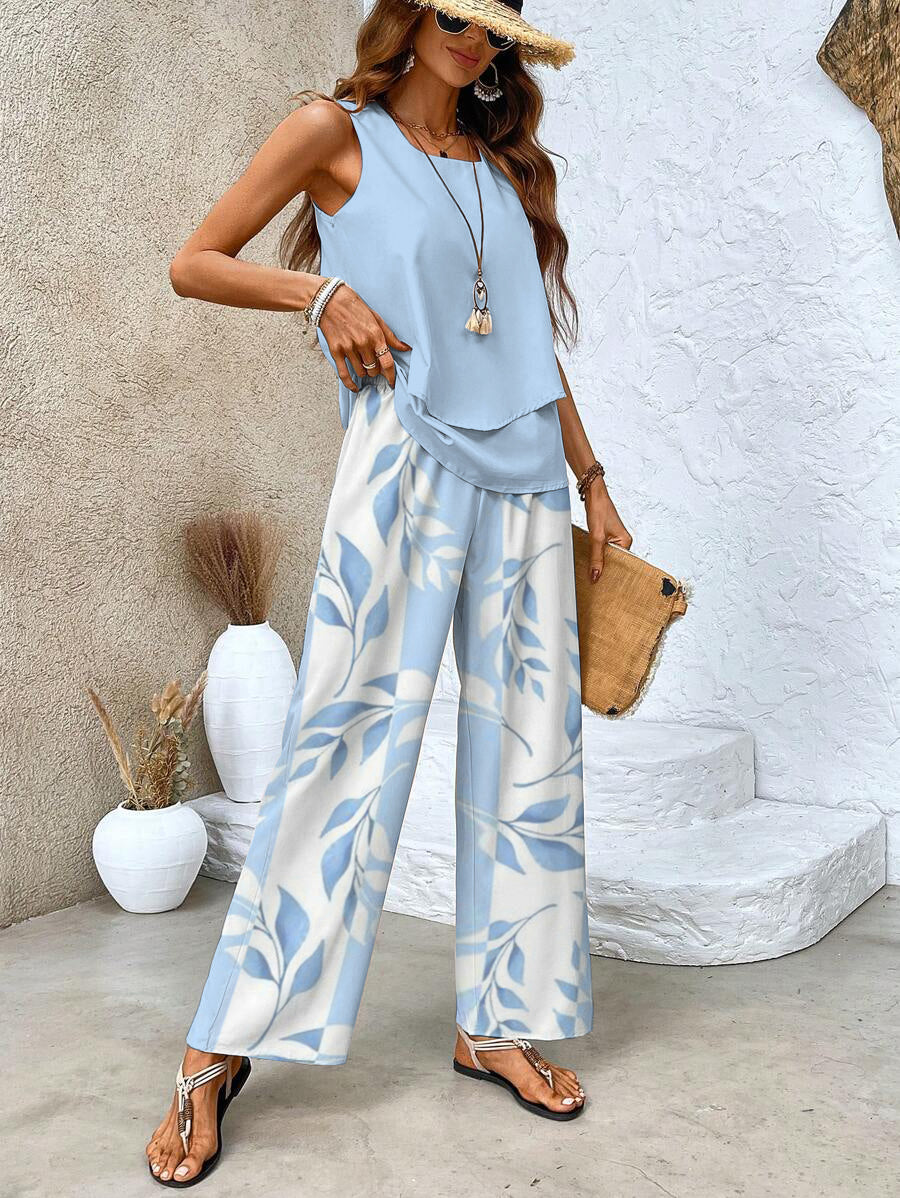 Conjunto Azucena de Verano Elegante para Mujer con Blusa y Pantalón