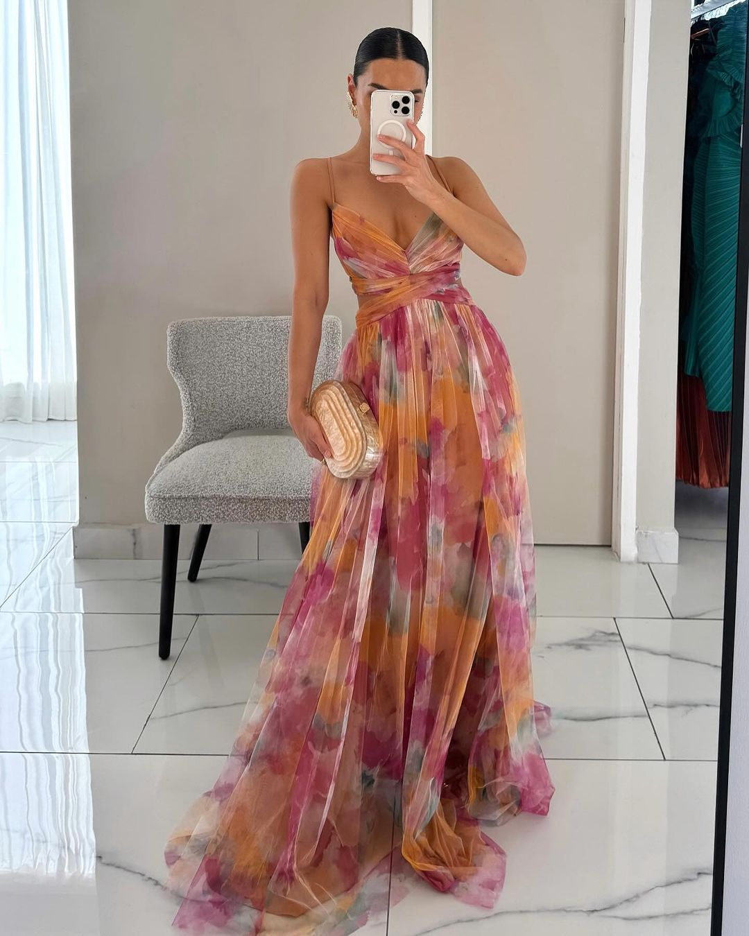 Coatzacoalcos™ Vestido Largo Floral de Chifón – Corte Favorecedor