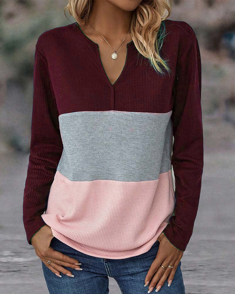Verónica™ Blusa Colorida con Cuello en V y Corte Suelto