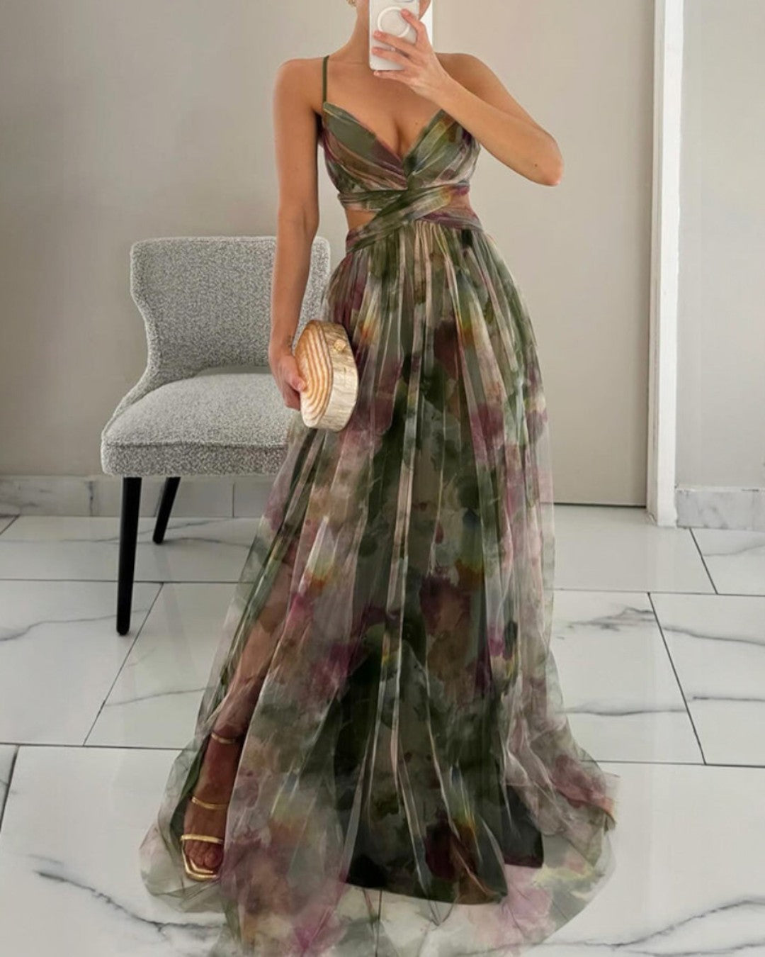 Coatzacoalcos™ Vestido Largo Floral de Chifón – Corte Favorecedor