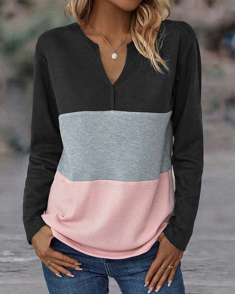 Verónica™ Blusa Colorida con Cuello en V y Corte Suelto
