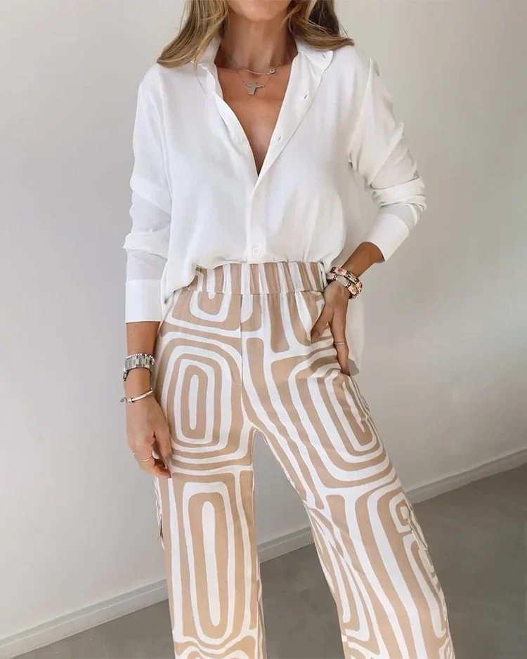 Puebla™ Conjunto Elegante de Pantalón con Blusa y Cinturón