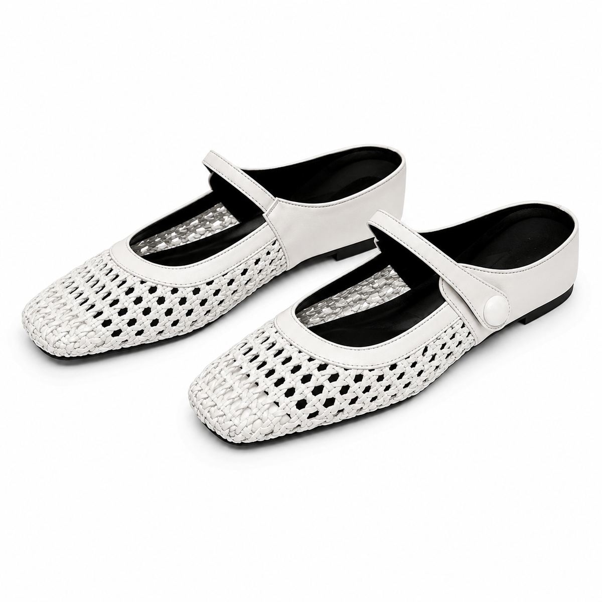 LUMIRA™ ┃ Zuecos de Tela Trenzada con Punta Cuadrada