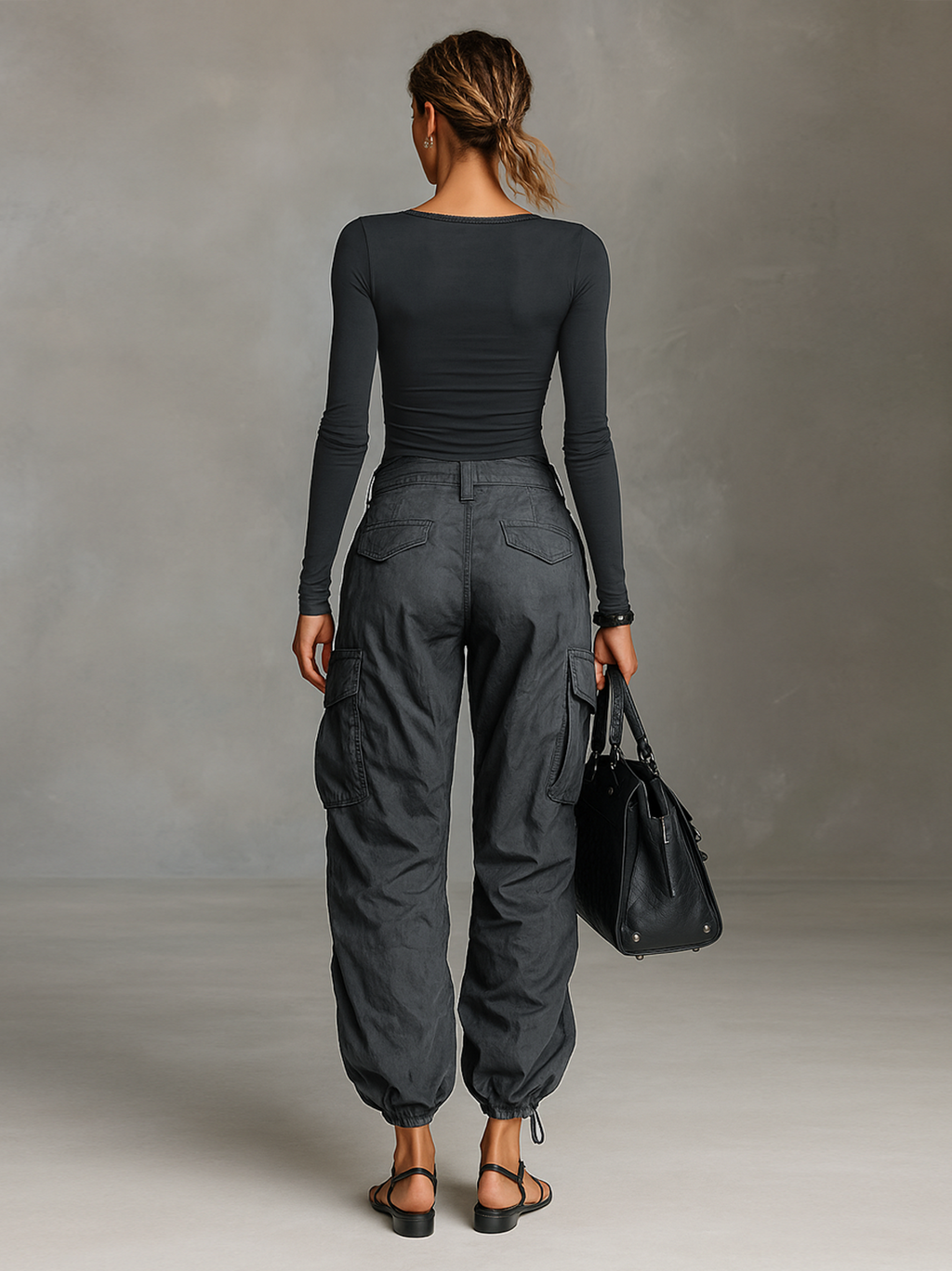 Bernal™ Conjunto para Mujer con Top de Cuello Cuadrado y Pantalón Cargo Urbano