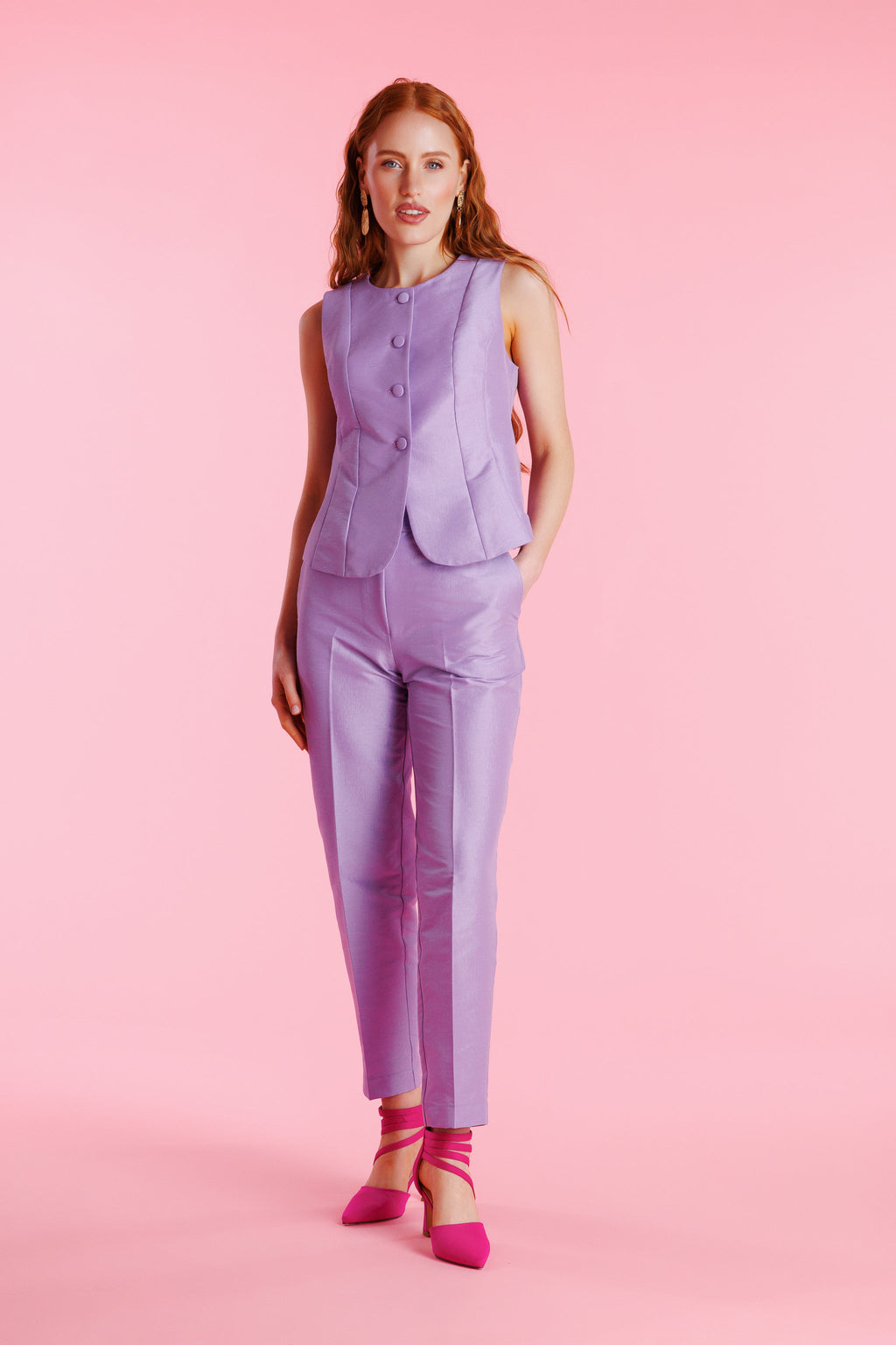 Roselia™ Pantalón de Vestir Shantung de Talle Alto para Mujer