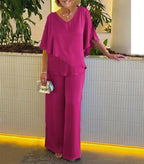 Conjunto Deyanira de Pantalón de Pierna Ancha y Top Asimétrico