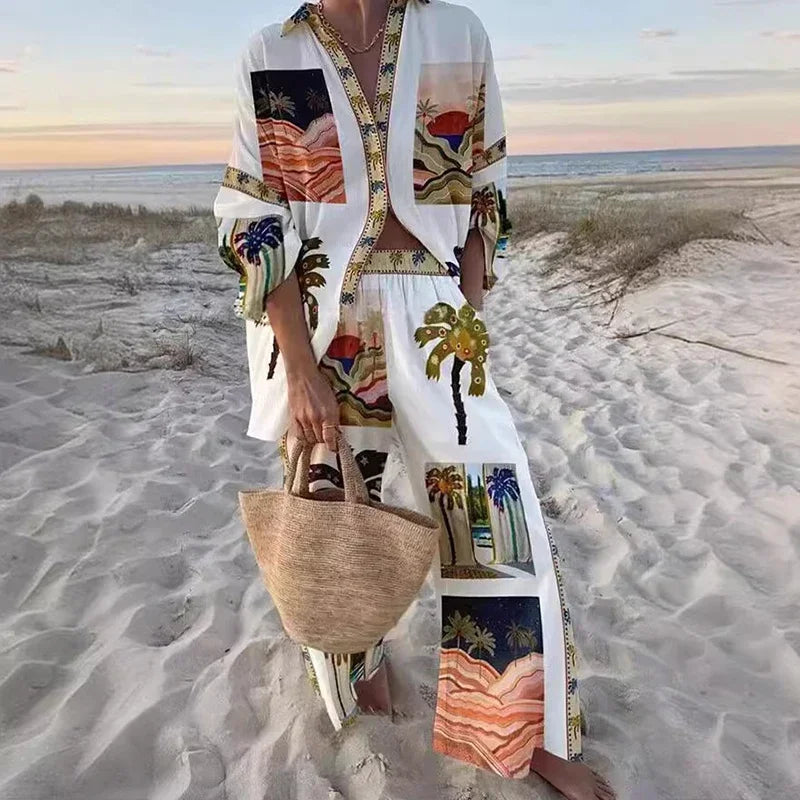 01 Color Loose Two-Piece Women's Set with Shirt and Pants