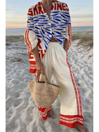 Women's Casual Printed Set with Shirt and Wide-Leg Pants