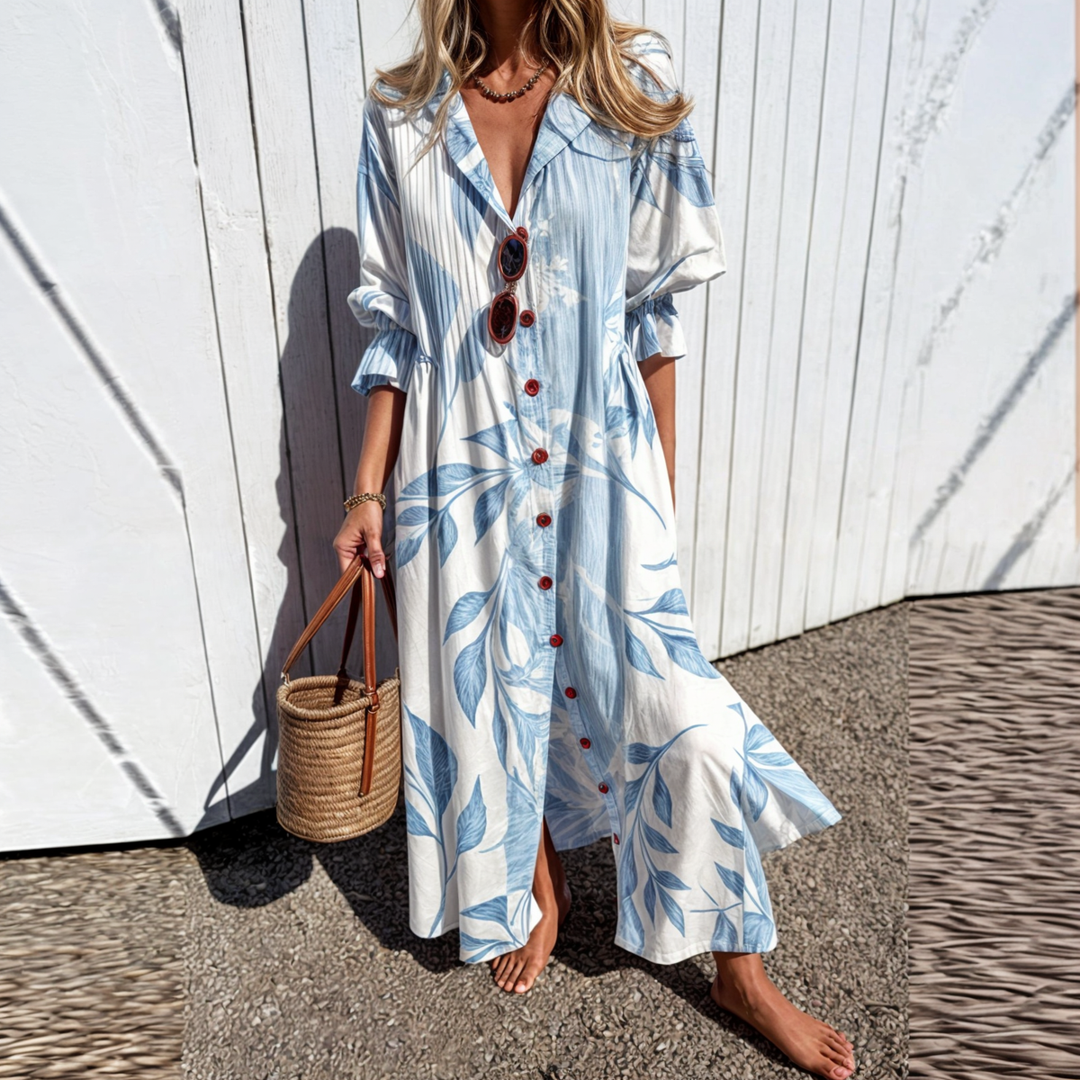 Mérida™ Vestido Boho de Primavera/Verano en Algodón y Viscosa