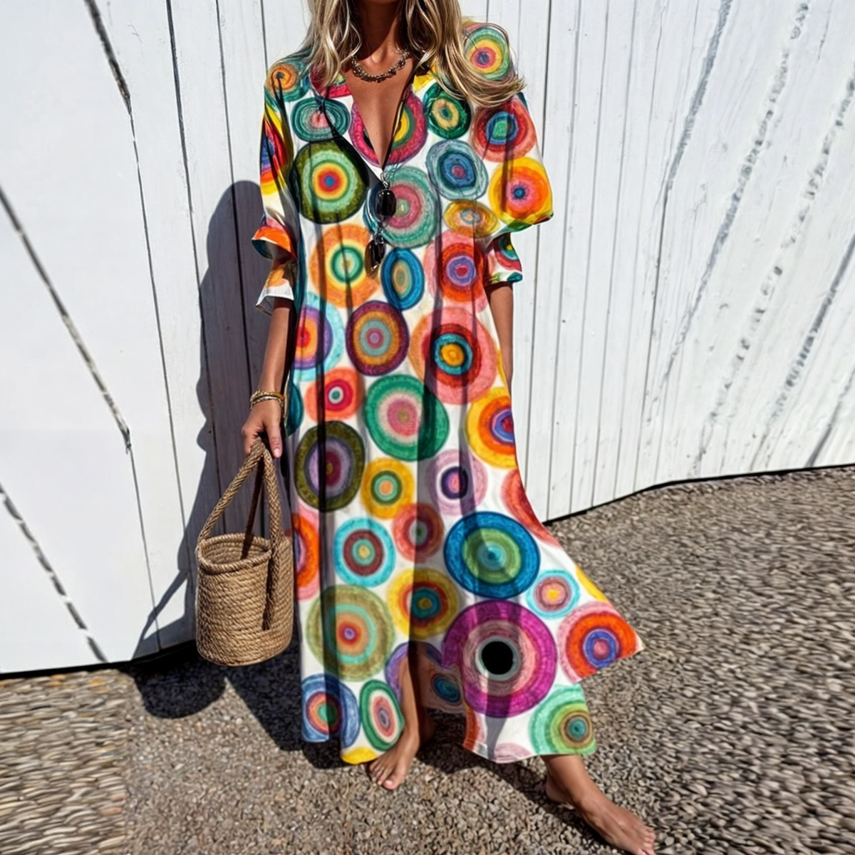 Mérida™ Vestido Boho de Primavera/Verano en Algodón y Viscosa