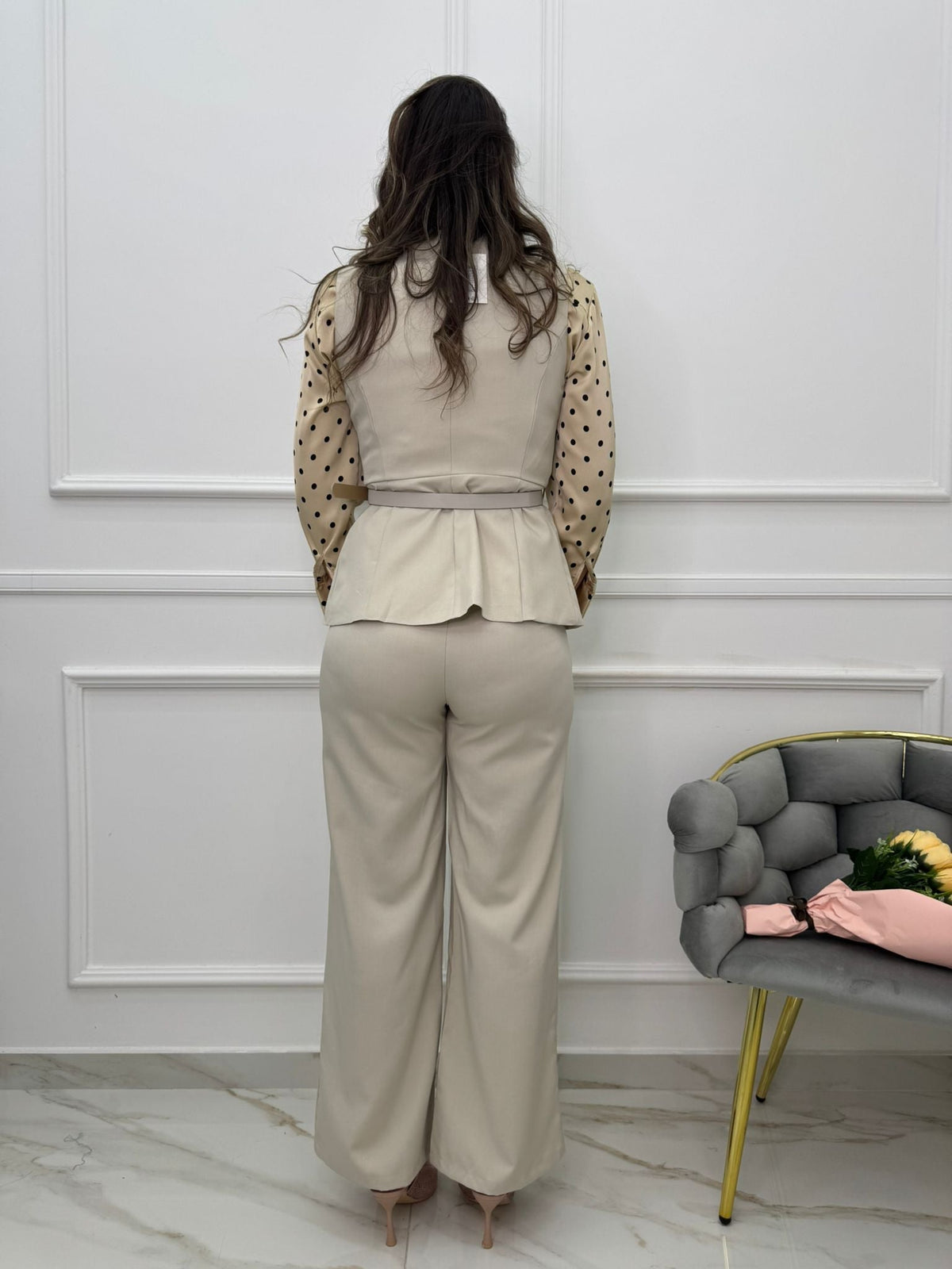 Comala™ Conjunto de Pantalón y Chaleco con Cinturón en la Cintura