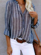 Blusa Elegante de Rayas para Mujer con Corte Recto