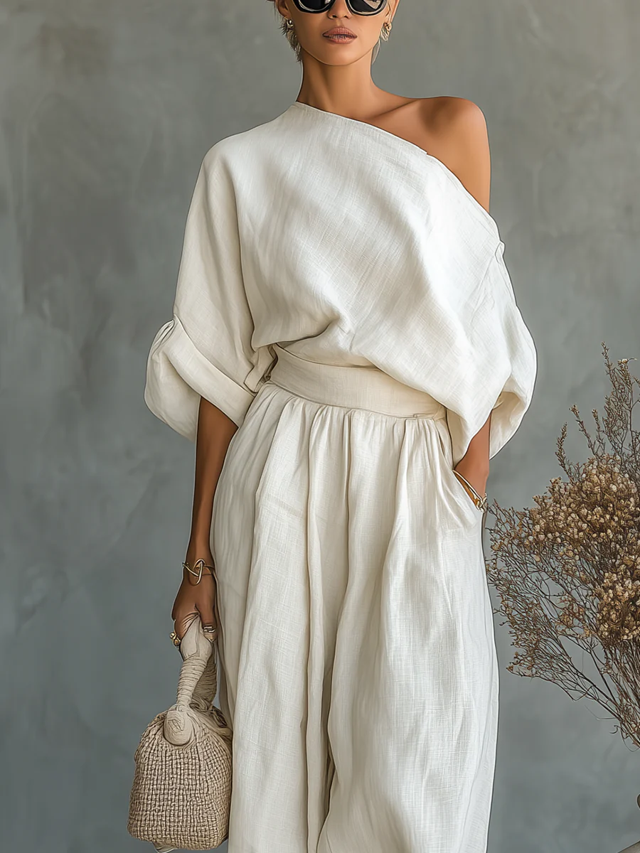 Conjunto Esperanza Off-Shoulder de 2 Piezas, Estilo Casual Chic