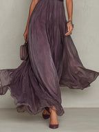 Coatlicue™ Vestido Largo de Chifón con Encaje y Escote de Gota