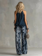 Corina™ Conjunto de Chifón con Top de Cuello Alto y Pantalón