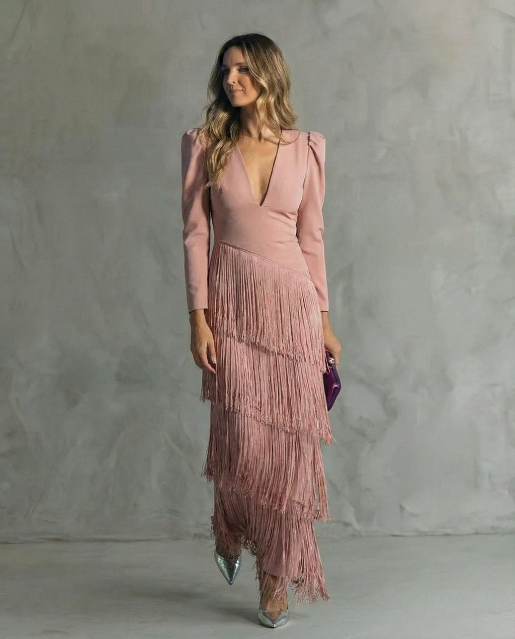 Remedios™ Vestido Midi Elegante con Mangas de Flecos
