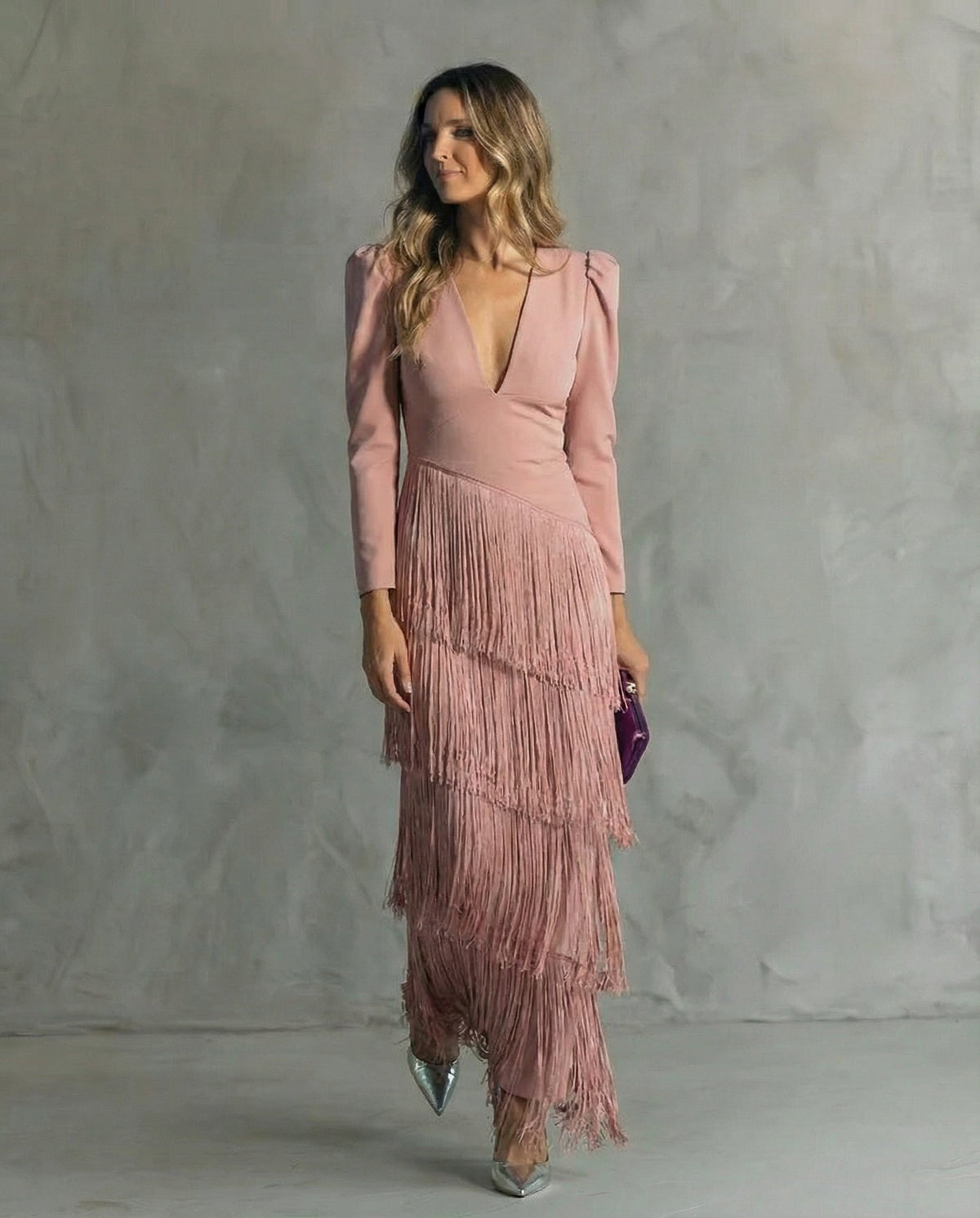 Remedios™ Vestido Midi Elegante con Mangas de Flecos