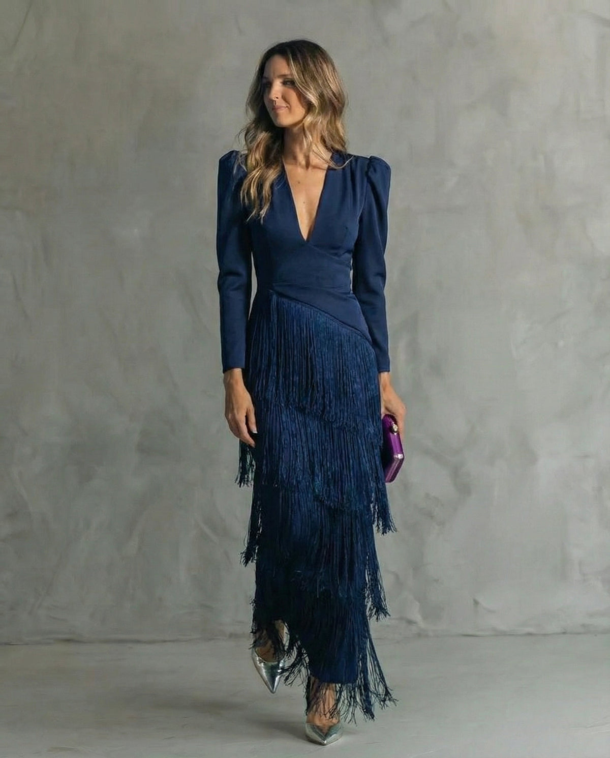 Remedios™ Vestido Midi Elegante con Mangas de Flecos