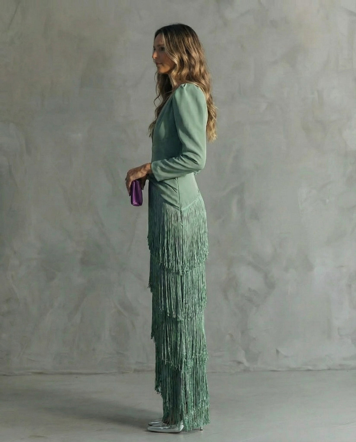 Remedios™ Vestido Midi Elegante con Mangas de Flecos