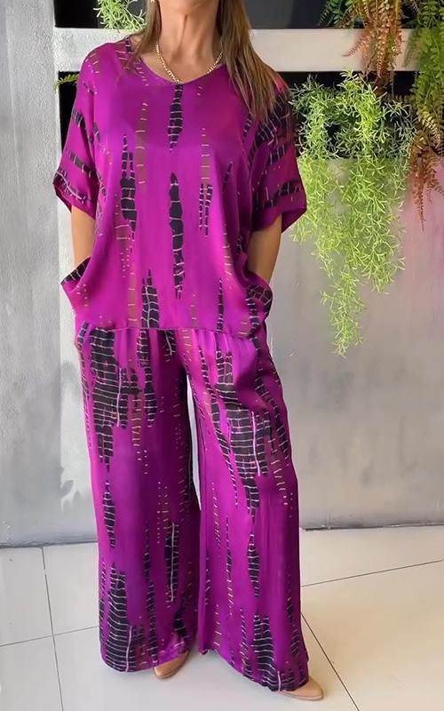 Conjunto Casual de Dos Piezas Estampado Nezahualcóyotl