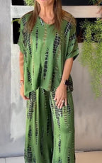 Conjunto Casual de Dos Piezas Estampado Nezahualcóyotl