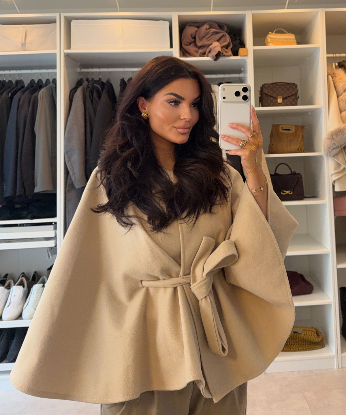 Zumpango™ Poncho Estilo Capa Beige Ligero para Primavera